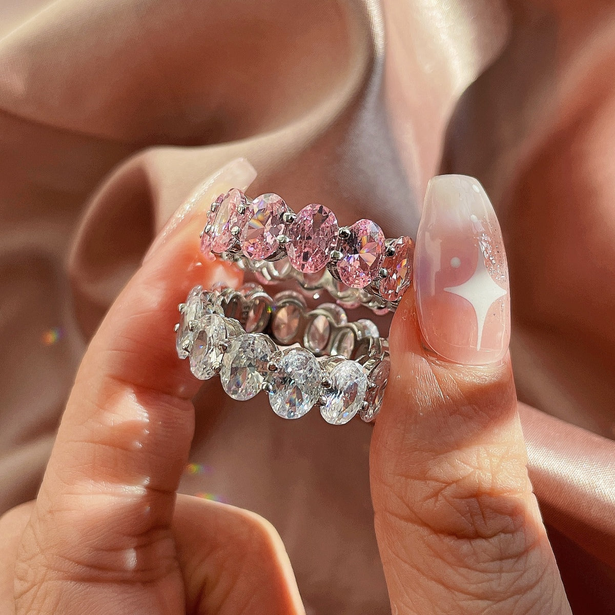 [Regalia jewelry]Dainty Elongated Cushion Cut Tennis Ring