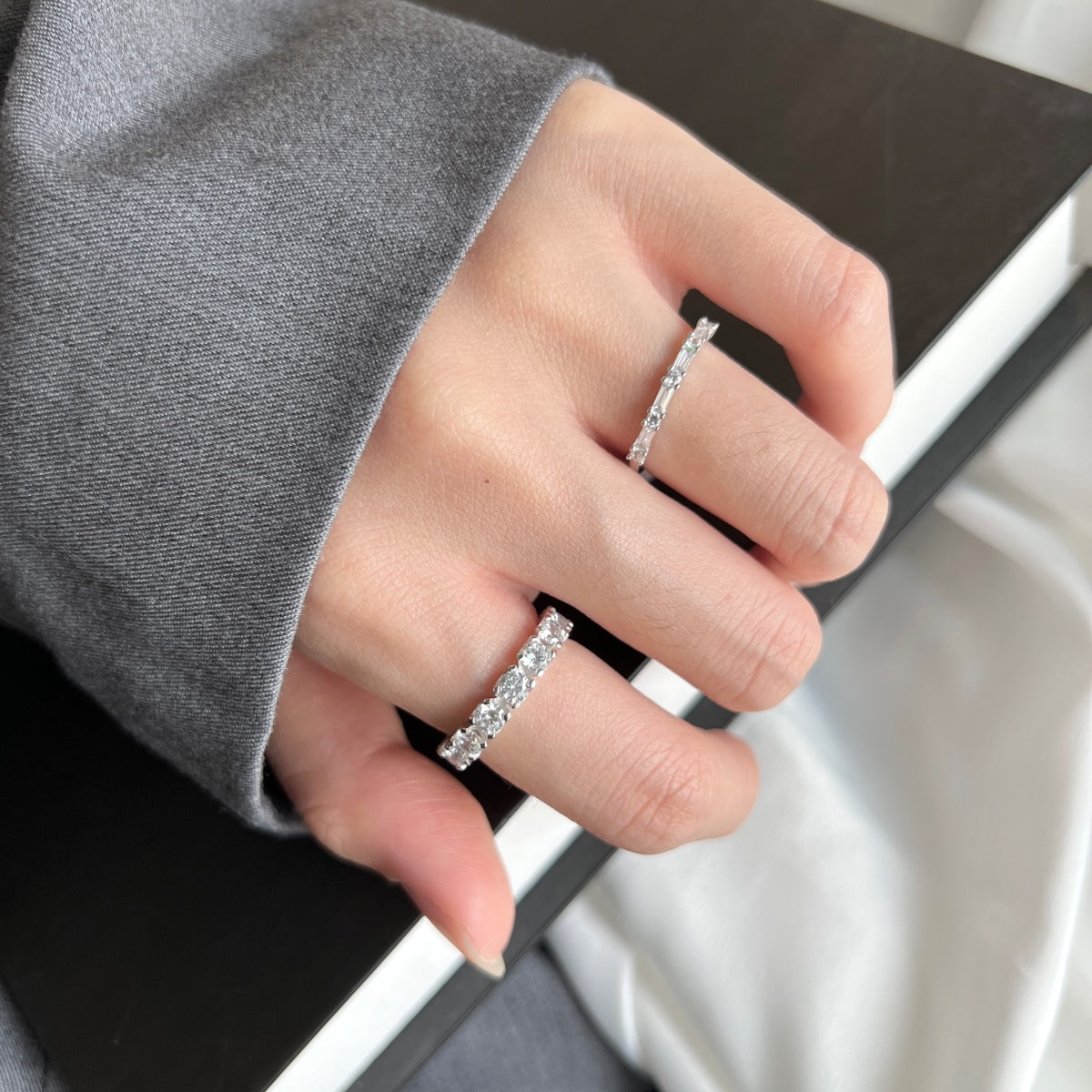 [Regalia jewelry]Eternity Round Cut Tennis Ring