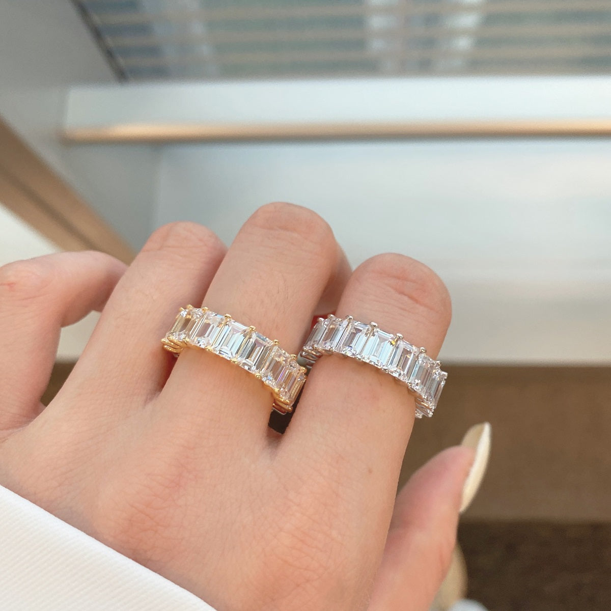 [Regalia jewelry]0.75 Carat Elegant Emerald Cut Tennis Ring