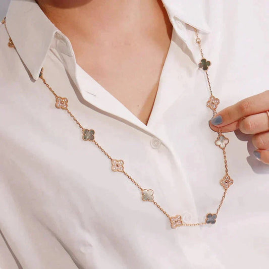 [Regalia jewelry]CLOVER 20 MOTIFS DARK MOP DIAMOND  NECKLACE