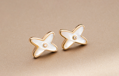 [Regalia jewelry]JEUX DE WHITE MOP PINK GOLD DIAMOND EARRINGS
