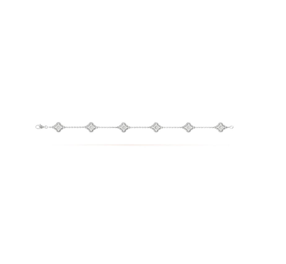 [Regalia jewelry]CLOVER 6 MOTIF SILVER DIAMOND BRACELET