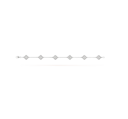 [Regalia jewelry]CLOVER 6 MOTIF SILVER DIAMOND BRACELET