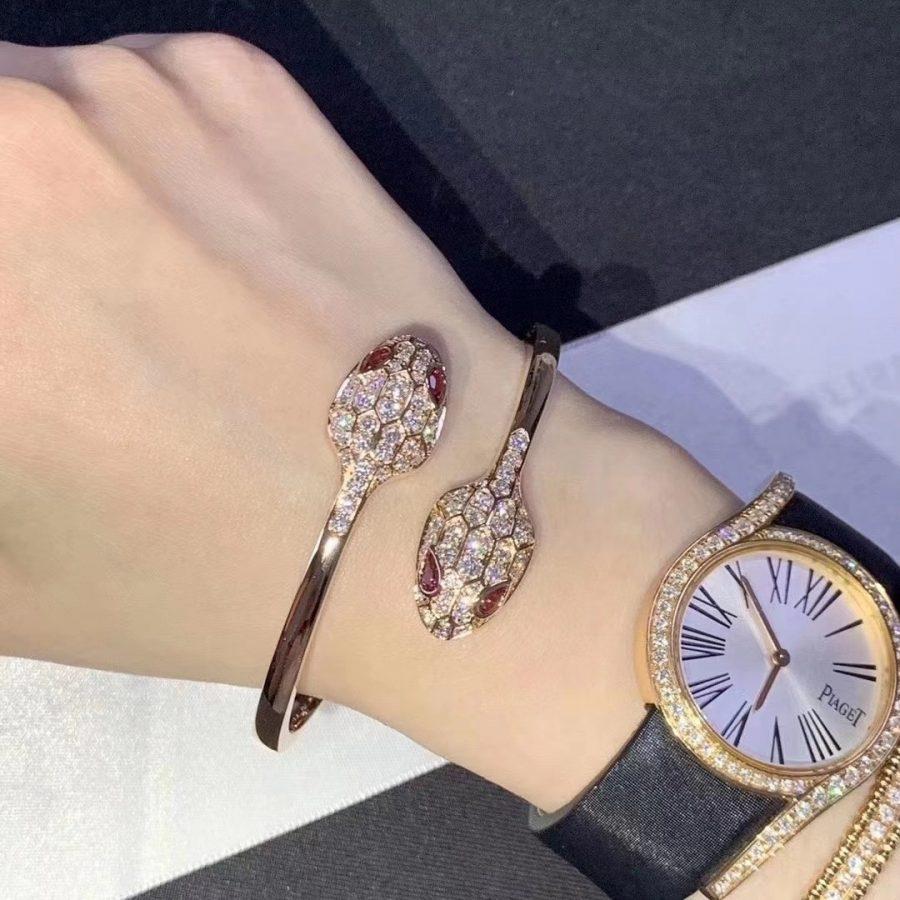 [Regalia jewelry]SERPENTI BRACELET PINK GOLD DIAMOND DOUBLE SNAKE