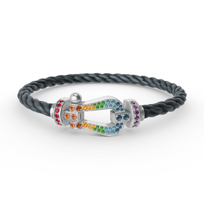 [Regalia jewelry]FORC LARGE HORSESHOE  COLORED DIAMOND BRACELET SILVER