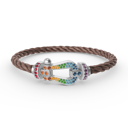 [Regalia jewelry]FORC LARGE HORSESHOE  COLORED DIAMOND BRACELET SILVER