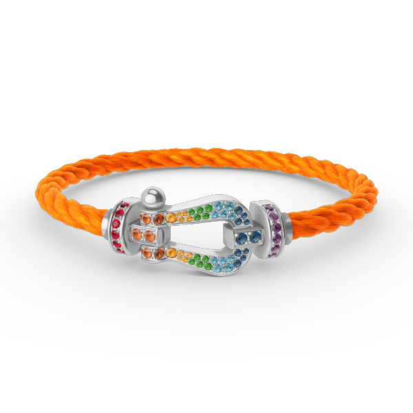 [Regalia jewelry]FORC LARGE HORSESHOE  COLORED DIAMOND BRACELET SILVER