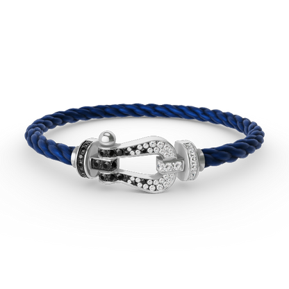 [Regalia jewelry]FORCE LARGE HORSESHOE BLACK WHITE DIAMOND BRACELET SILVER