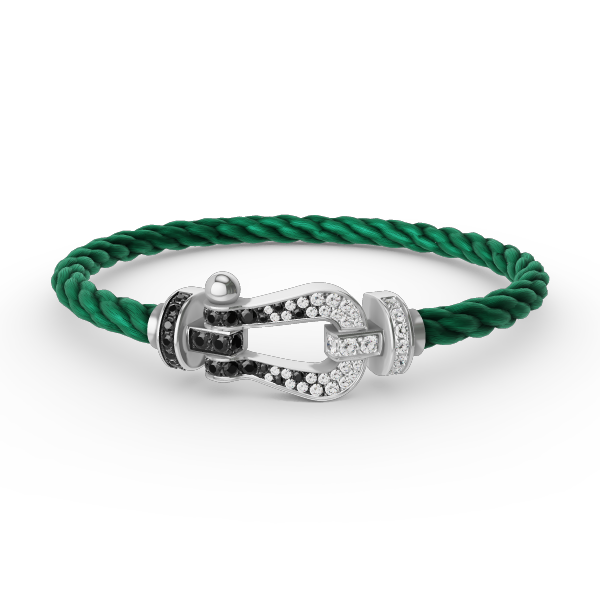 [Regalia jewelry]FORCE LARGE HORSESHOE BLACK WHITE DIAMOND BRACELET SILVER