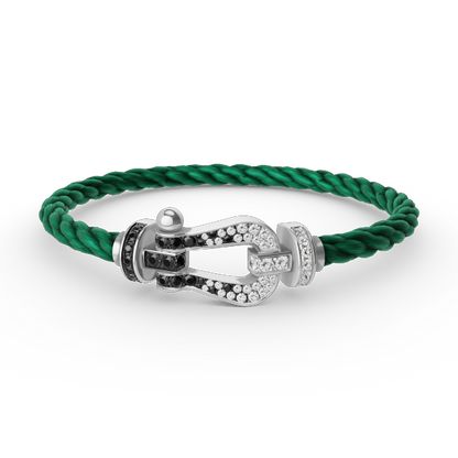 [Regalia jewelry]FORCE LARGE HORSESHOE BLACK WHITE DIAMOND BRACELET SILVER