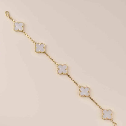 [Regalia jewelry]CLOVER  5 MOTIF WHITE MOP BRACELET