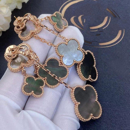 [Regalia jewelry]CLOVER EARRINGS DARK MOP 4 MOTIFS ROSE GOLD