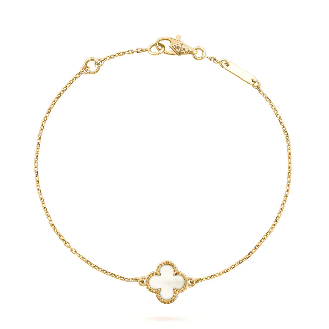 [Regalia jewelry]CLOVER WHITE MOP SINGLE FLOWER BRACELET