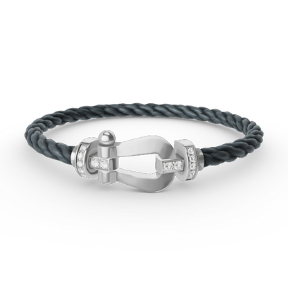 [Regalia jewelry]FORCE LARGE HORSESHOE HALF DIAMOND BRACELET SILVER